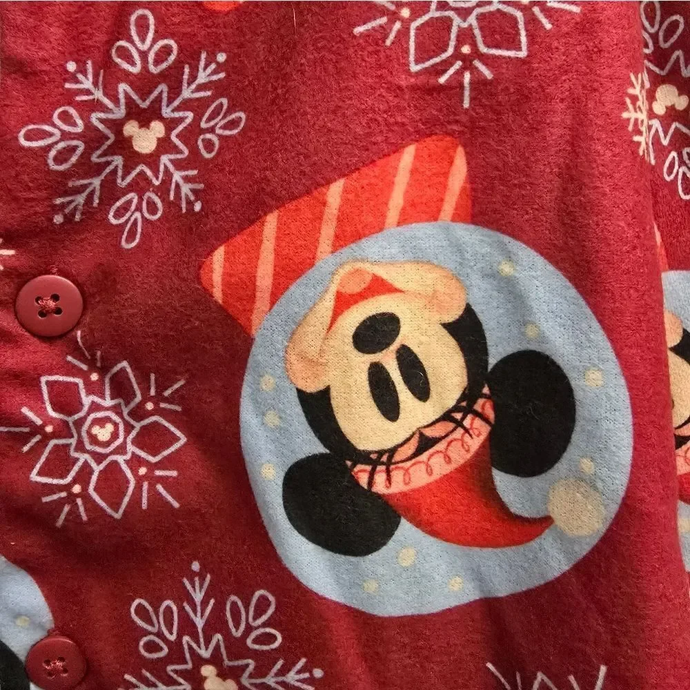 Nwt Kids' Unisex Disney Mickey Mouse 2pc Holiday Christmas Coat Pajama Set